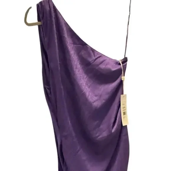 Ronny Kobo Purple Dress Size XL One Shoulder Satin Wedding Guest Party Vacation - Picture 6 of 9